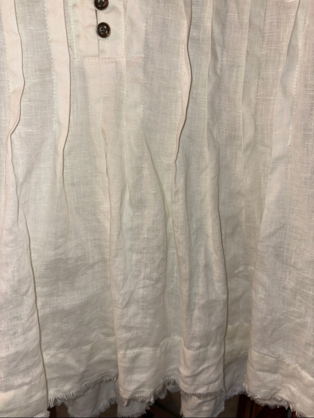 Sundance Cream colored Sleeveless Pintuck Linen top with Button Placket - Picture 7 of 9